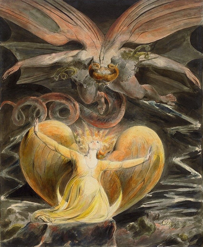 El gran drac vermell i la dona vestida de sol, de William Blake. Foto: Wikimedia Commons