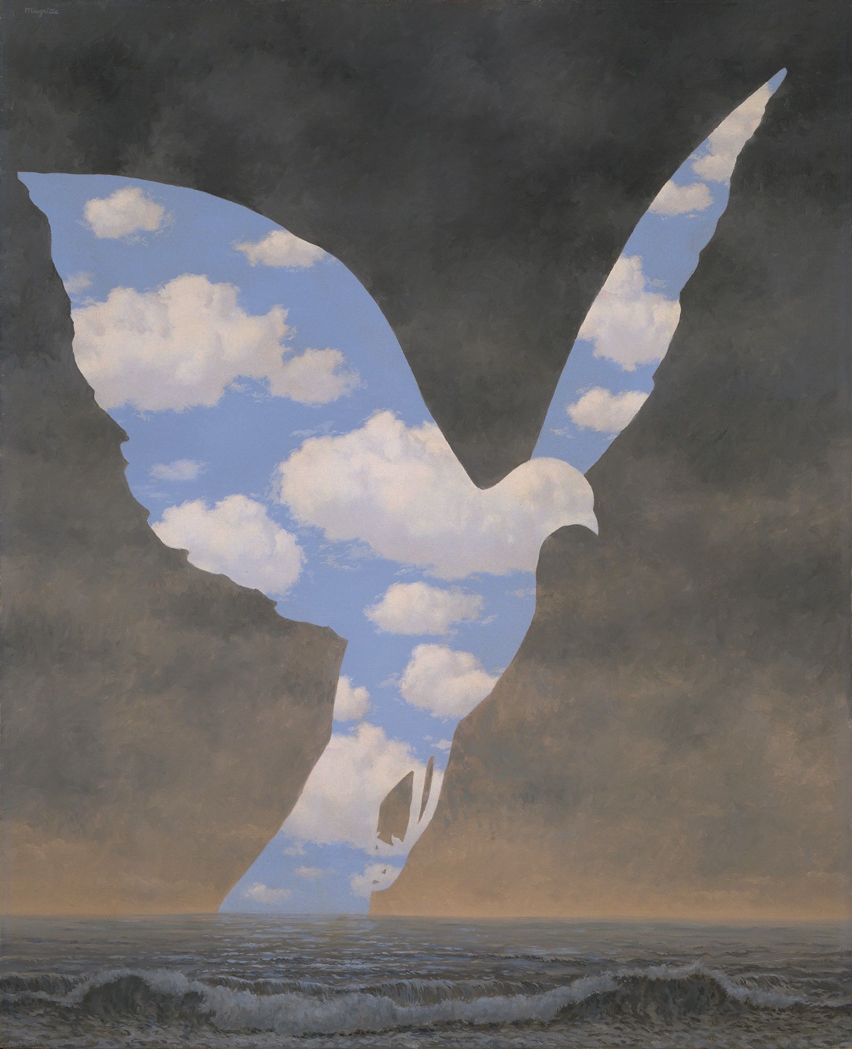 René Magritte, La gran família, 1963. Oli sobre tela, 100 x 81 cm. Utsunomiya Museum of Art, Utsunomiya. Cortesia de Ludion Publishers © René Magritte, VEGAP, Barcelona, 2022.