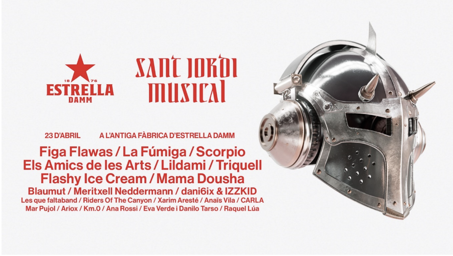 El 23 d'abril, des de les 12.00 h fins a les 21.00 h torna el Sant Jordi Musical a l'Antiga Fàbrica Estrella Damm.