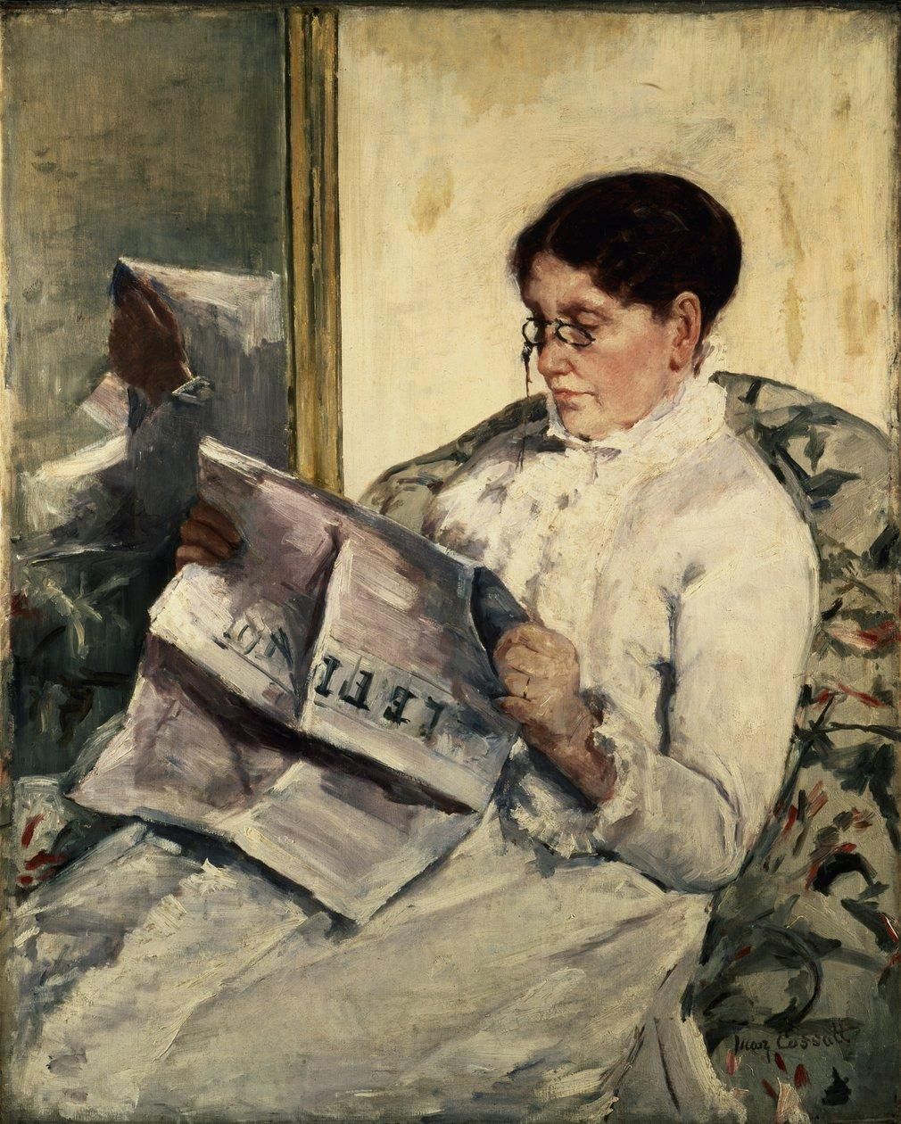 La mare de l’artista llegint Le Figaro, 1977/1978 -- Mary Cassatt La mare de l’artista llegint Le Figaro, 1977/1978 -- Mary Cassatt