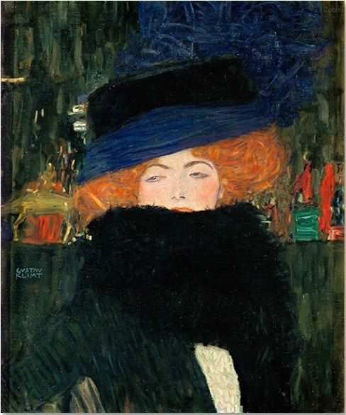 Klimt Dame mit Hut und Federbos Klimt Dame mit Hut und Federbos