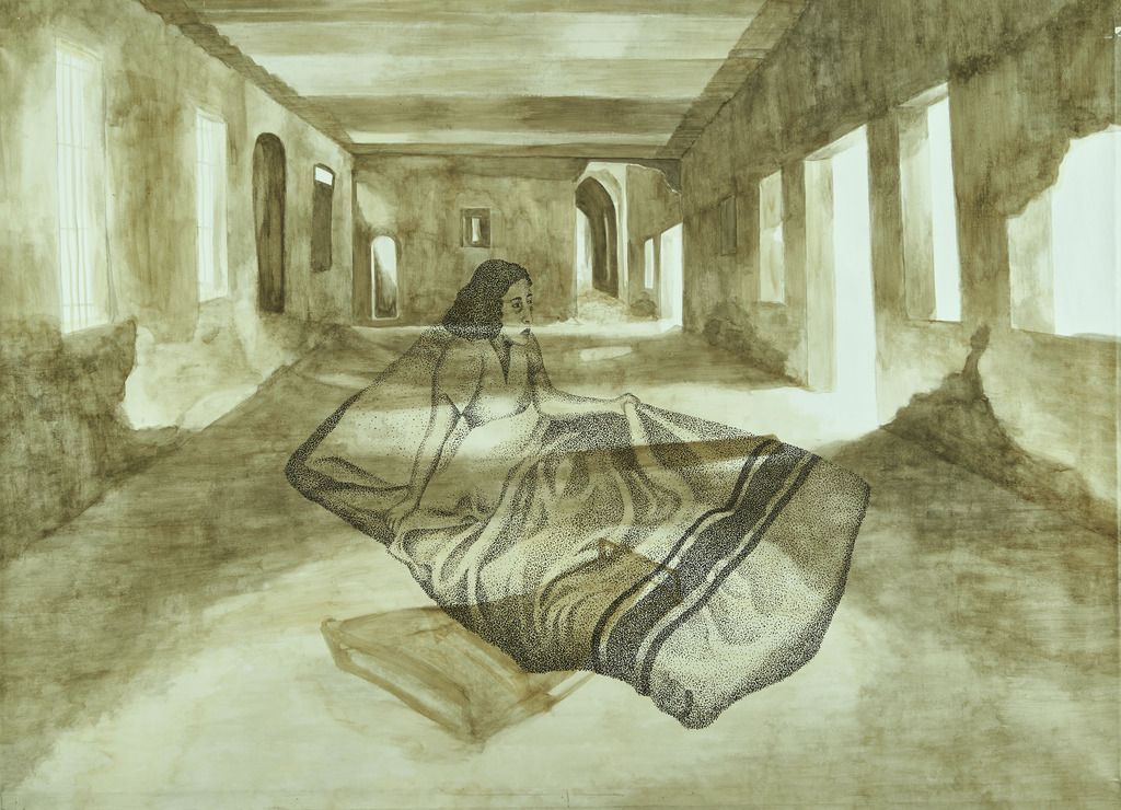 "Los sueños de derrumbe" (2024), de Gonzalo Elvira Plaza Huincul (l’Argentina, 1971). Oli sobre tela, 130 x 195 cm