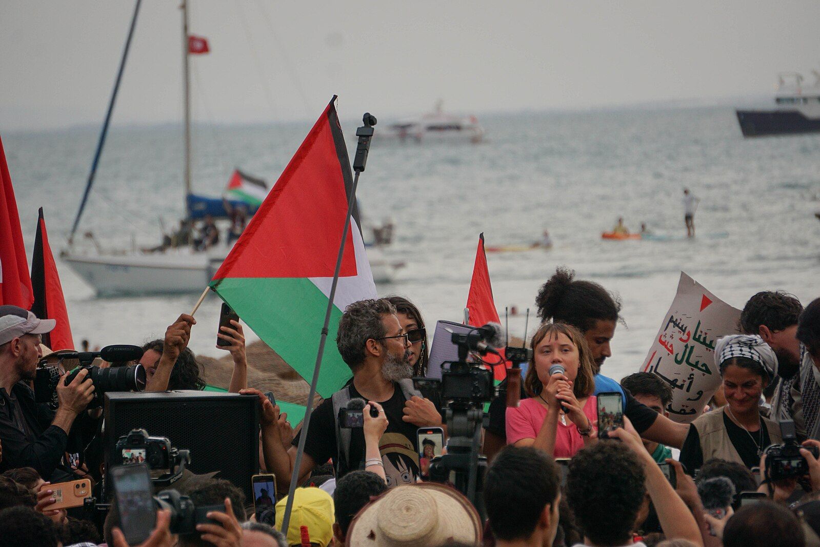 La Global Sumud Flotilla a Tunísia. Foto: Brahim Guedich