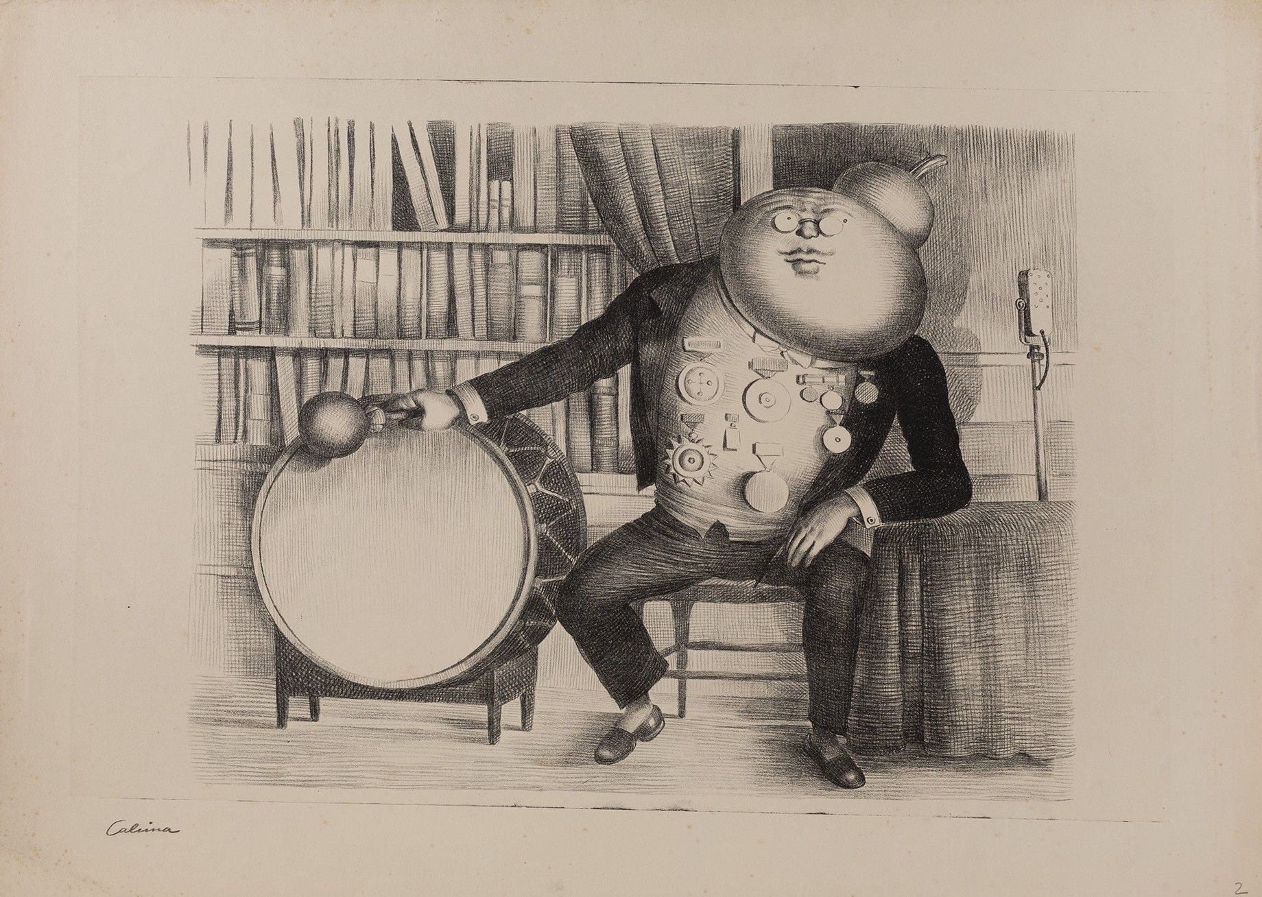 "Autobombo", 1956. Litografia sobre paper, 49 x 70 cm. Col·lecció Fundació Ramon Calsina