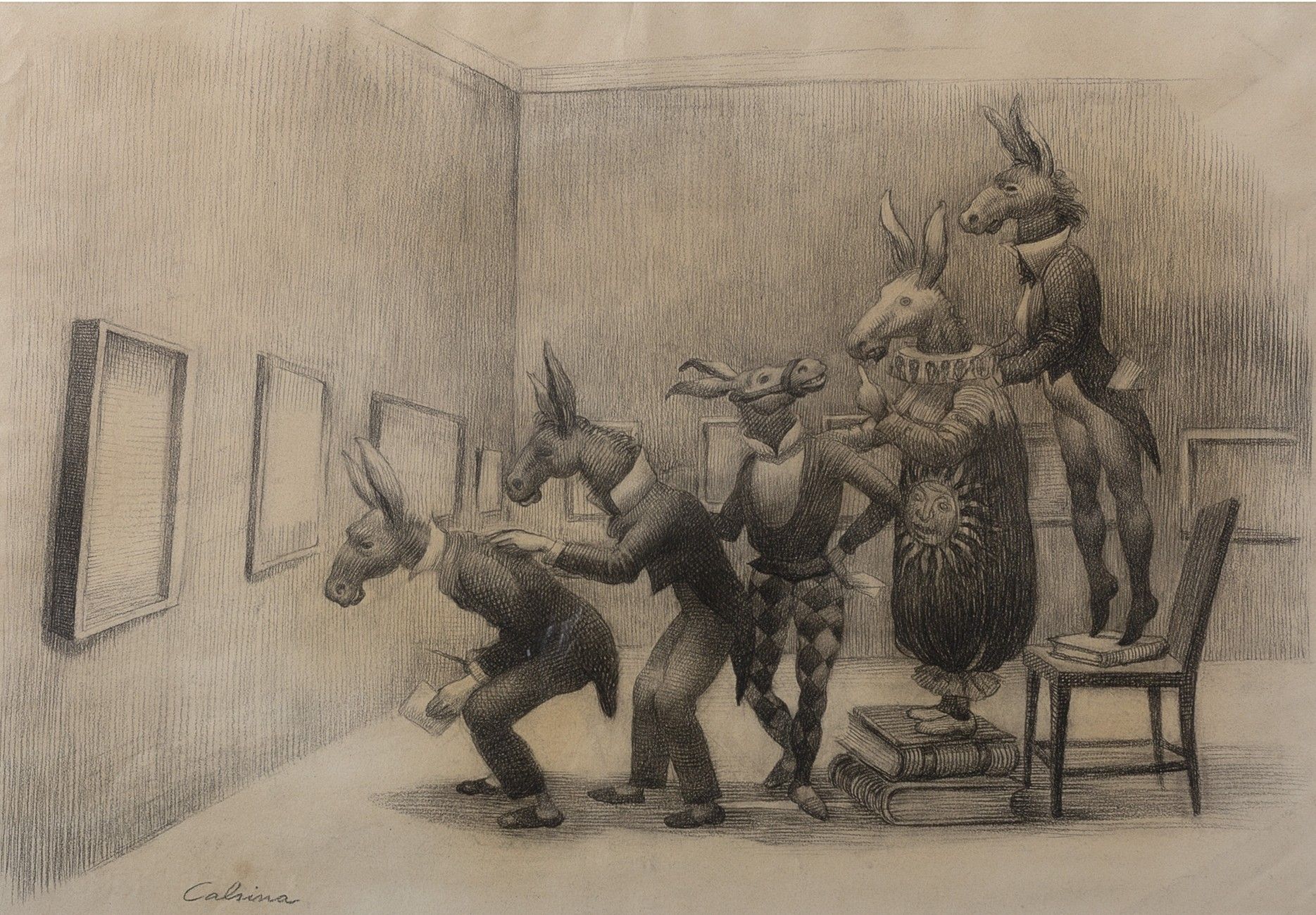 "El jurat", 1964. Llapis París sobre paper, 50 x 70 cm. Col·lecció Fundació Ramon Calsina "El jurat", 1964. Llapis París sobre paper, 50 x 70 cm. Col·lecció Fundació Ramon Calsina