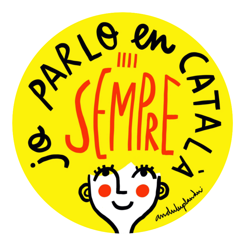 Jo parlo sempre en català, un adhesiu d'Anduluplandu Jo parlo sempre en català, un adhesiu d'Anduluplandu