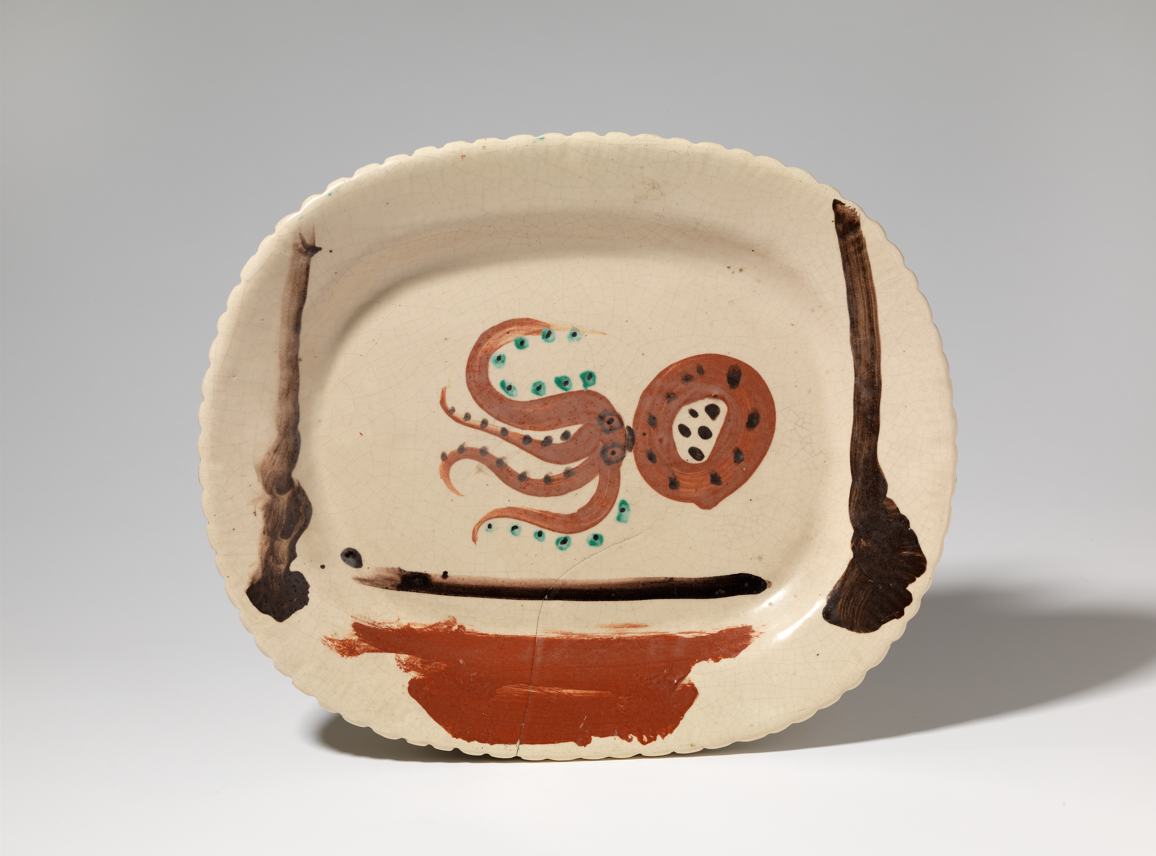 Pablo Picasso, "Pop". Valauri, 1948 Argila blanca cuita, emmotllada, decorada amb engalbes i òxids, banyada amb vernís; esquerda de cocció subjecta amb grapes pel darrere Museu Picasso de Barcelona © Successió Pablo Picasso, VEGAP, Madrid, 2026Pop Valauri, 1948 Argila blanca cuita, emmotllada, decorada amb engalbes i òxids, banyada amb vernís; esquerda de cocció subjecta amb grapes pel darrere Museu Picasso de Barcelona © Successió Pablo Picasso, VEGAP, Madrid, 2026