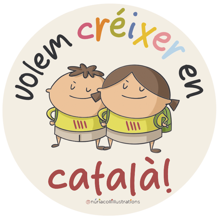 Volem créixer en català, un adhesiu de Núria Coll Volem créixer en català, un adhesiu de Núria Coll